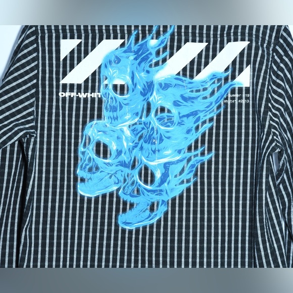 Off-white Skulls Plaid Stripped Zipper Jacket - Picture 2 of 6